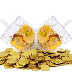 Dreidel Filled with Hanukkah Chocolate Gelt Coins, 20 Belgian Chocolat (2-Pack)